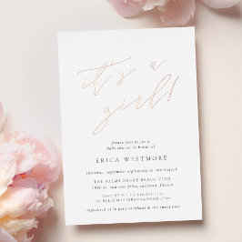 女の子 |書道の赤ちゃんシャワー 箔招待状