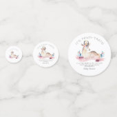 女の子、木版画かわいい赤ちゃんシャワー コンフェッティ (裏面)