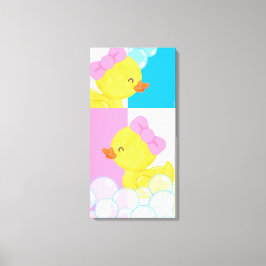 女の子 水彩 ゴム ダッキー かわいい 大きい キャンバスプリント