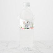 女の子 水彩 花 エレファント ベビーシャワー ペットボトルラベル (正面)