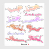 女の子 水泳が好き シクエンス 水泳 シール (シート)