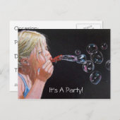 女の子: 泡: 芸術: パーティー: 招待状 (正面/裏面)