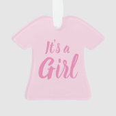 女の子、淡いピンクの赤ちゃんシャワー、ジェンダーの明け方 オーナメント (裏面)