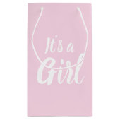 女の子、淡いピンクの赤ちゃんシャワー、ジェンダーの明け方 スモールペーパーバッグ (裏面)