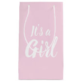 女の子、淡いピンクの赤ちゃんシャワー、ジェンダーの明け方 スモールペーパーバッグ (正面)