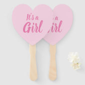 女の子、淡いピンクの赤ちゃんシャワー、ジェンダーの明け方 ハンドファン (正面&裏面)