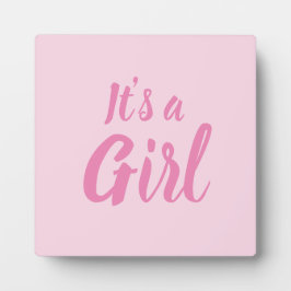女の子、淡いピンクの赤ちゃんシャワー、ジェンダーの明け方 フォトプラーク