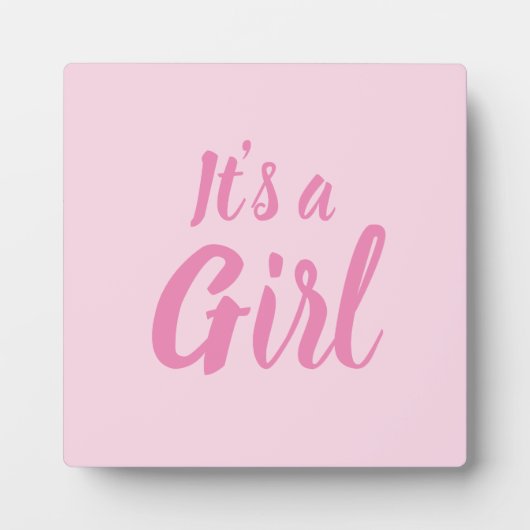 女の子、淡いピンクの赤ちゃんシャワー、ジェンダーの明け方 フォトプラーク (正面)