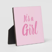 女の子、淡いピンクの赤ちゃんシャワー、ジェンダーの明け方 フォトプラーク (正面)