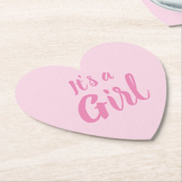 女の子、淡いピンクの赤ちゃんシャワー、ジェンダーの明け方 ペーパーコースター