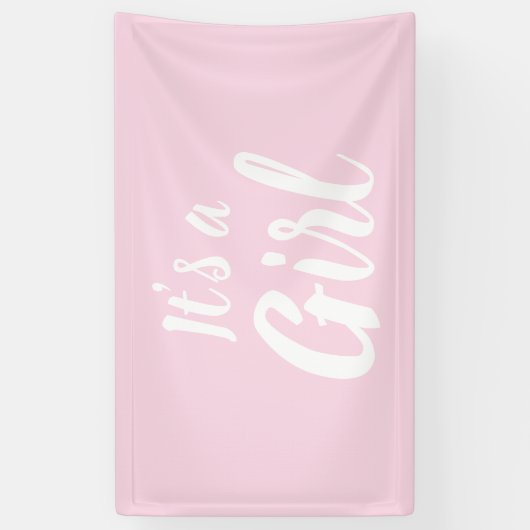 女の子、淡いピンクの赤ちゃんシャワー、ジェンダーの明け方 横断幕 (縦)