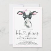 女の子 牛の牧場 ベビーシャワー 招待状 (正面)