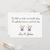 女の子/男の子のカスタマイズツインベビーおめでとう カード (正面/裏面インサイチュ)