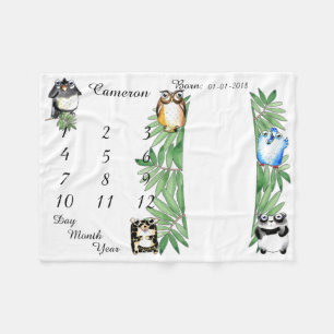 女の子/男の子ベビーマイルストーンブランケットサイズ40 x 30 フリースブランケット