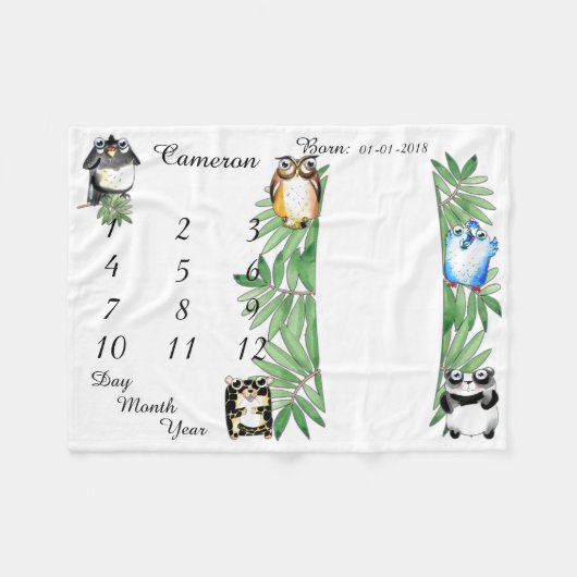 女の子/男の子ベビーマイルストーンブランケットサイズ40 x 30 フリースブランケット (正面(横))