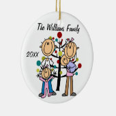 女の子、男の赤ちゃんのカスタムな休日のオーナメントが付いているカップル セラミックオーナメント (右)