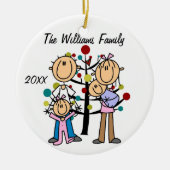 女の子、男の赤ちゃんのカスタムな休日のオーナメントが付いているカップル セラミックオーナメント (正面)