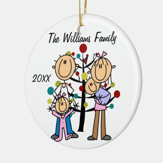 女の子、男の赤ちゃんのカスタムな休日のオーナメントが付いているカップル セラミックオーナメント (左)