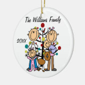 女の子、男の赤ちゃん、犬のカスタムなオーナメントが付いているカップル セラミックオーナメント (左)
