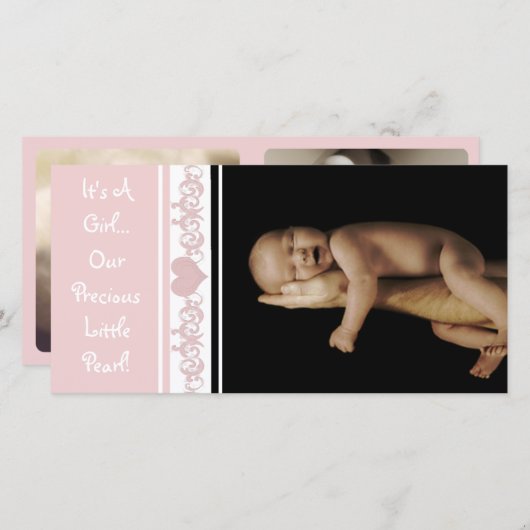 女の子…私たちの大切小さな真珠 案内状 (正面/裏面)