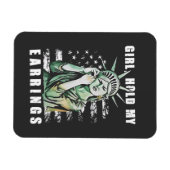 女の子、私のイヤリングを保持する自由なステータスAmerican マグネット (横)