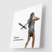 "女の子、私は遅れても何でも壁の時計。 スクエア壁時計 (傾斜)