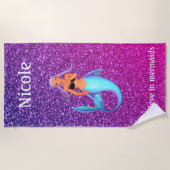 女の子"私信じは人魚のパーソナライズされた" ビーチタオル (正面)