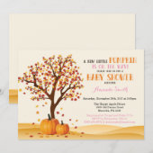 女の子 秋のカボチャ ベビーシャワー 招待状カード 招待状 (正面/裏面)