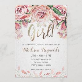 女の子 – 紅茶パーティー赤ちゃんシャワー招待状 招待状