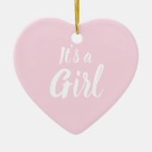 女の子、薄いピンクのベビーシャワー、性別の明らかさ セラミックオーナメント (正面)