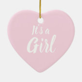 女の子、薄いピンクのベビーシャワー、性別の明らかさ セラミックオーナメント (裏面)