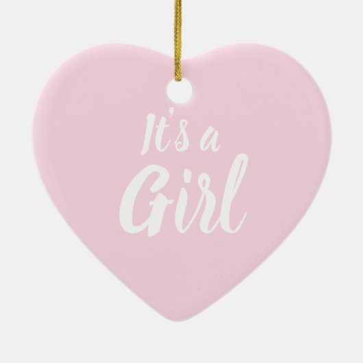 女の子、薄いピンクのベビーシャワー、性別の明らかさ セラミックオーナメント (裏面)