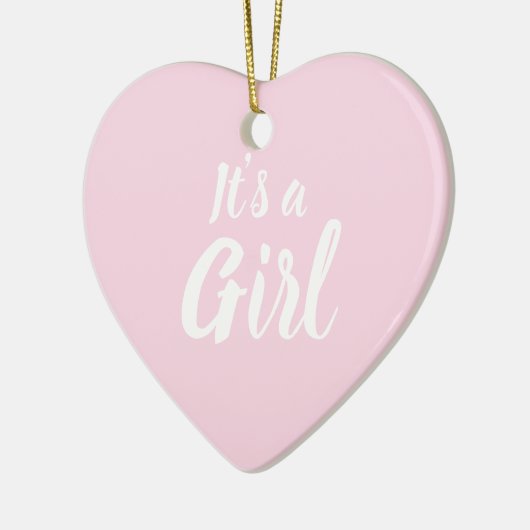 女の子、薄いピンクのベビーシャワー、性別の明らかさ セラミックオーナメント (左)