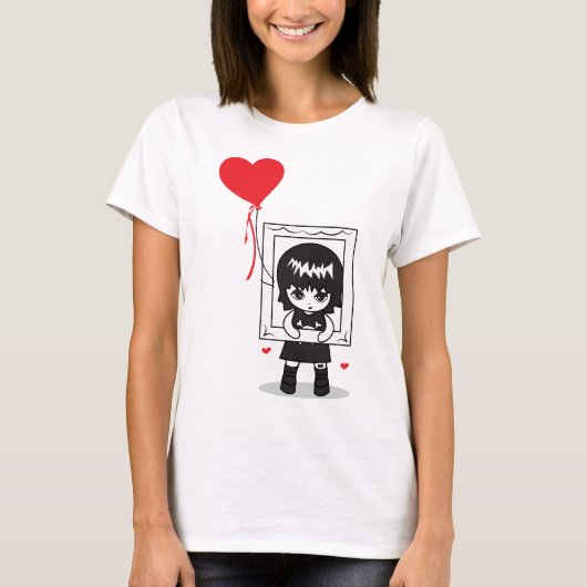 女の子（赤いバルーン付き） Tシャツ (正面)