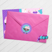 女の子 赤ちゃん人形 円形 ステッカー