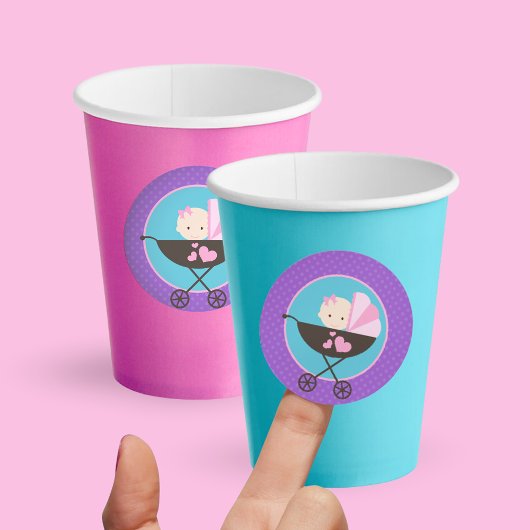 女の子 赤ちゃん人形 円形 ステッカー