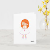 女の子（赤毛）最初の聖餐式カード カード (黄色い花)