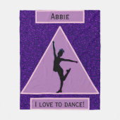 女の子「踊るのが大好き」紫の輝き フリースブランケット (正面)