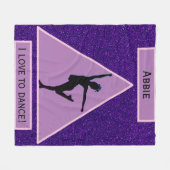 女の子「踊るのが大好き」紫の輝き フリースブランケット (正面(横))