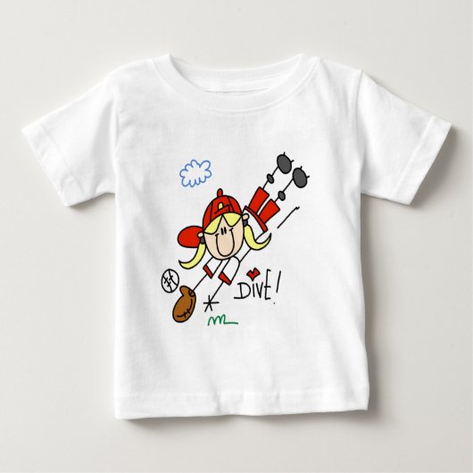 女の子 野球 ダイブ Tシャツ ギフト (正面)