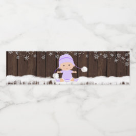 女の子 雪の結晶 ベビーシャワー ウォーターボトル ラベル