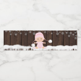 女の子 雪の結晶 ベビーシャワー ウォーターボトル ラベル