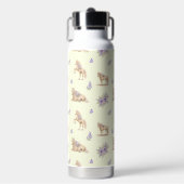 女の子 黄色 紫 馬 花柄 ウォーターボトル (正面)