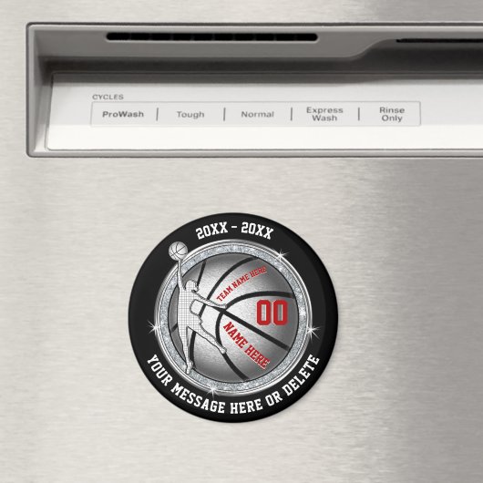 女の子、黒、赤のための安いバスケットボールのお土産 マグネット (インサイチュ (食洗機))