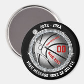 女の子、黒、赤のための安いバスケットボールのお土産 マグネット (正面/裏面)