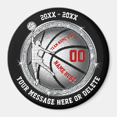 女の子、黒、赤のための安いバスケットボールのお土産 マグネット (正面)