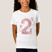 女の子 2歳の誕生日 ピンクの妖精 ナンバー2 Tシャツ (正面)