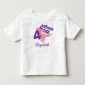 女の子 4歳 誕生日 恐竜 オーダーメイド Tシャツ (正面)