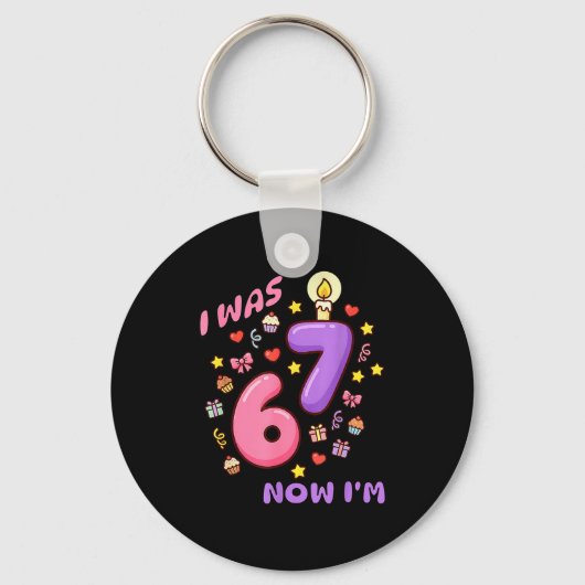 女の子 6 7 歳 7歳の誕生日 キーホルダー (正面)