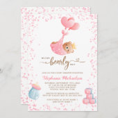 女の子Bearly Waitブックリクエスト赤ちゃんシャワー 招待状 (正面/裏面)